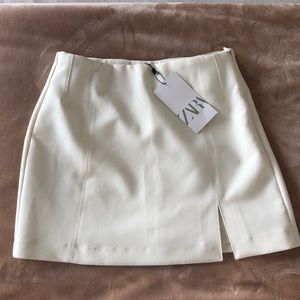 Zara White Mini Skirt with Slit